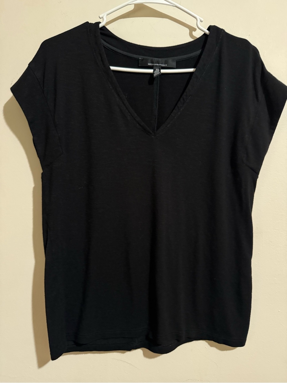 White House Black Market Black V-Neck Short Sleeve Tee